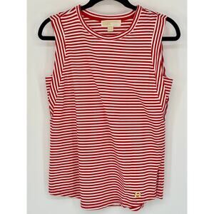 MICHAEL Michael Kors Womens M Red White Stripe Sleeveless Top- T-Shirt Nautical